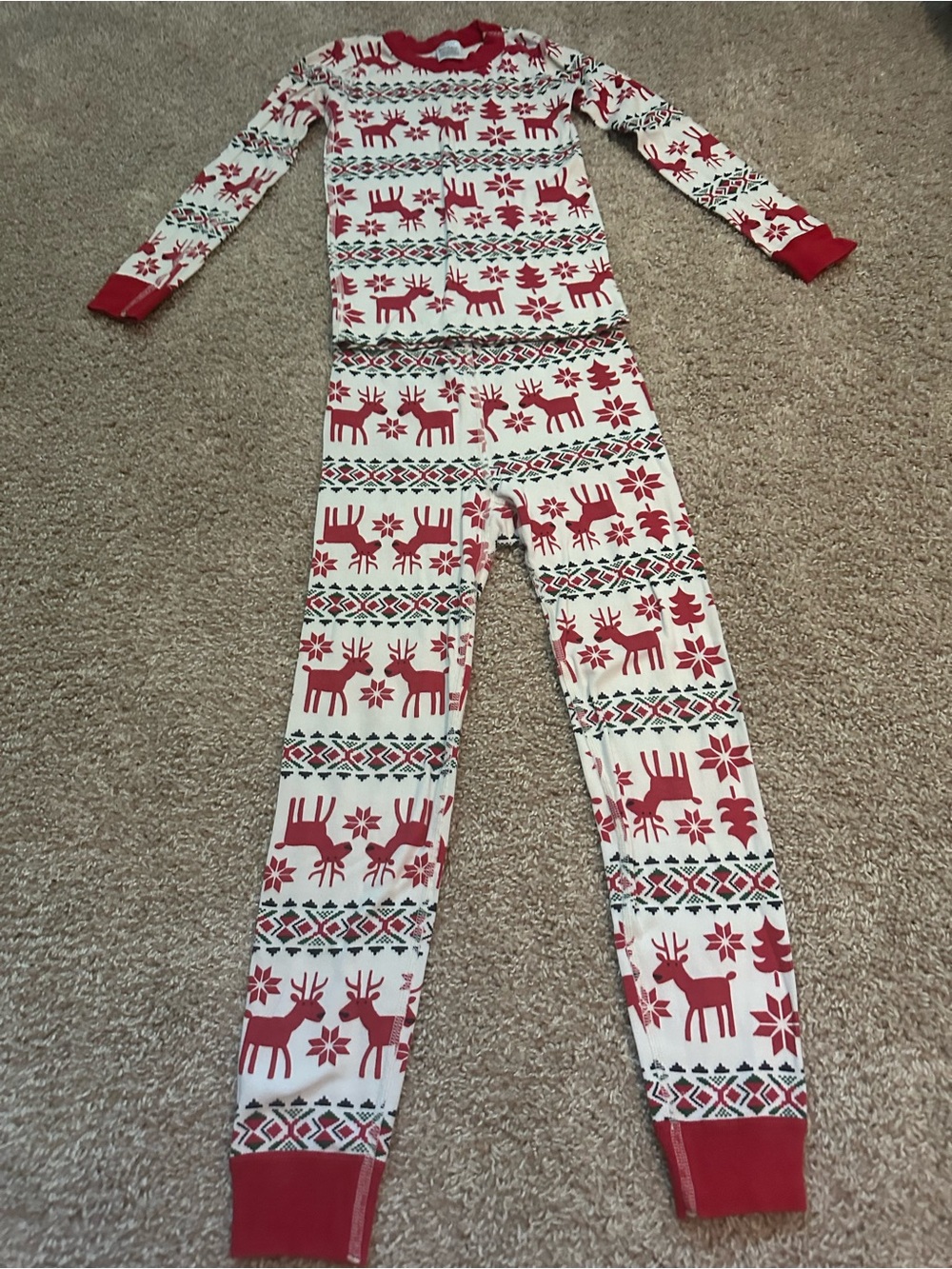 Hanna Andersson Red and White Reindeer Pajama Set